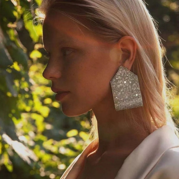 Jewelry - 💢IN STOCK💢 Silver Rhinestone Statement Earrings